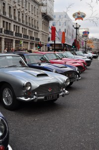 A gaggle of Aston DBs & V8s