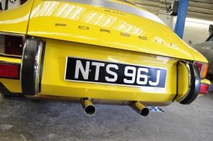 Bruce made tiny crescent cut outs in the rear centre panel for the twin pipes of the Dansk stainless exhaust. Lovely attention to detail 