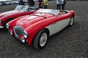Two-tone Healey 100/4 with fold flat windscreen for those owners keen on a spot of amateur racing!